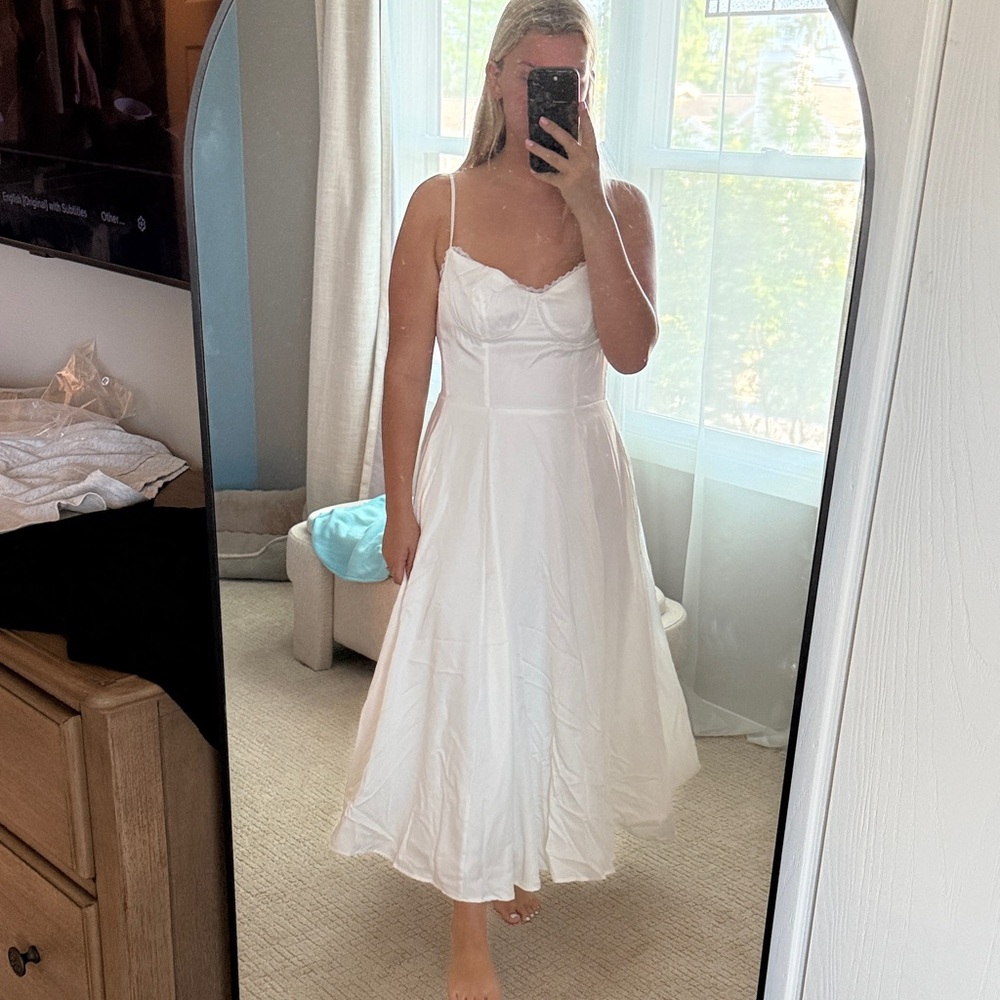 Elegant White Spaghetti Strap Dress